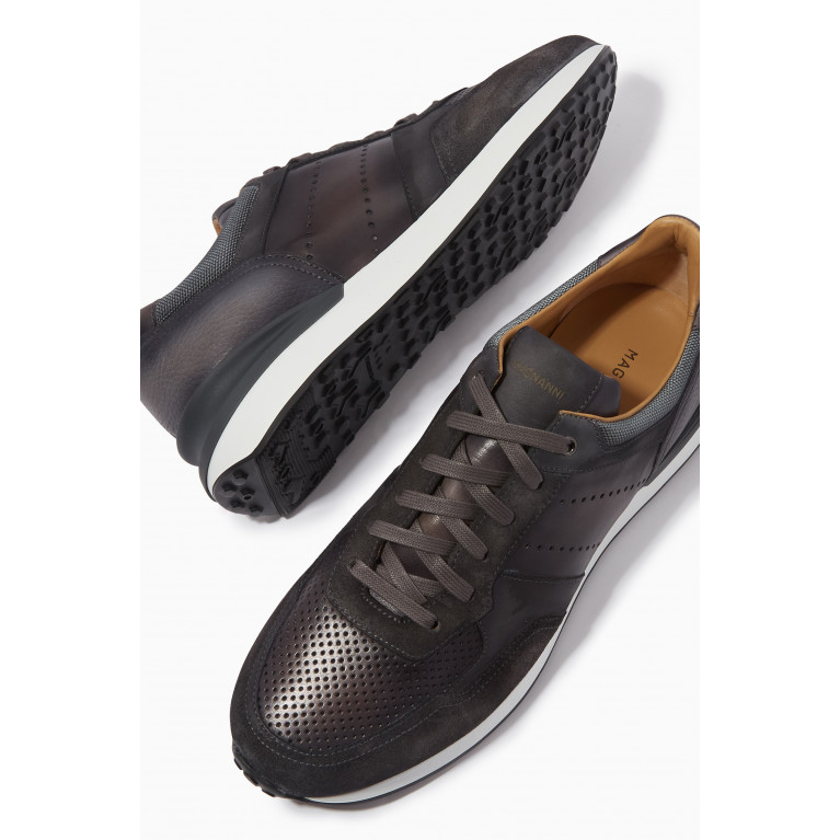 Magnanni - Grafton Sneakers in Mesh & Suede Grey