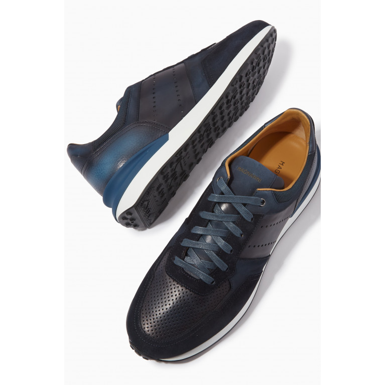 Magnanni - Grafton Sneakers in Mesh & Suede Blue