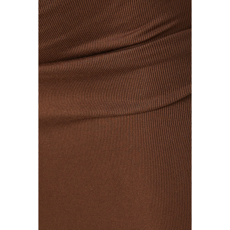 Lama Jouni - Slanted One-shoulder Midi Dress in Stretch-viscose Brown