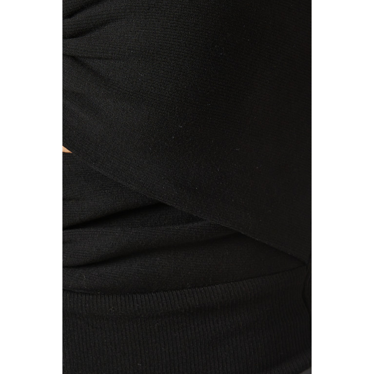 Lama Jouni - Cut-out Off-shoulder Bodysuit in Stretch-viscose Black