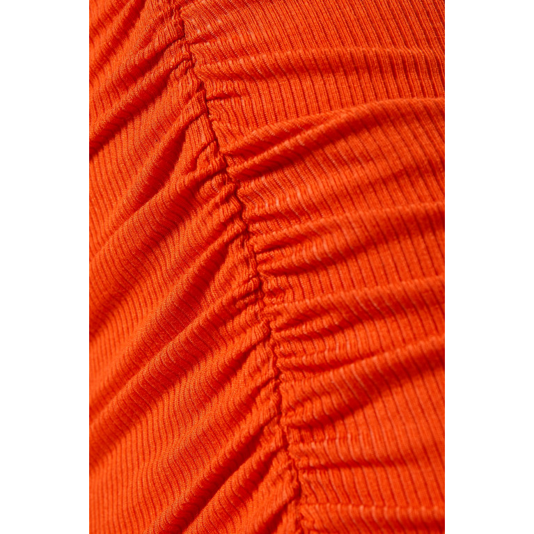 Lama Jouni - Gathered Strap Mini Dress in Stretch-viscose Orange