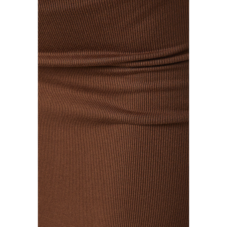 Lama Jouni - Bandage Neck Midi Dress in Stretch-viscose Brown