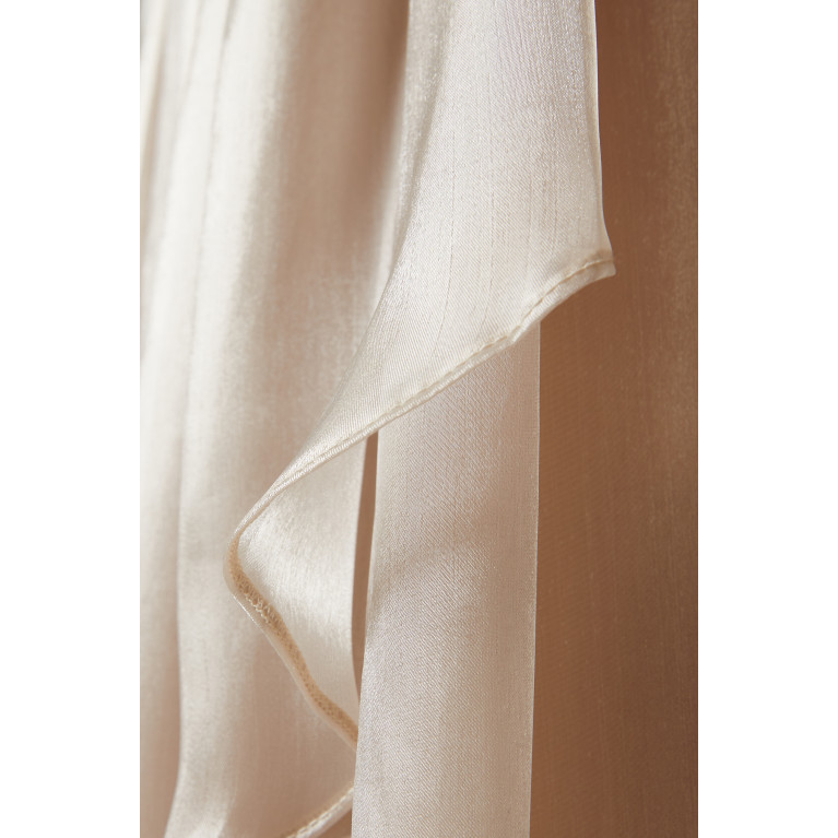 NASS - One-shoulder Ruffled Maxi Dress in Shiny Chiffon Neutral