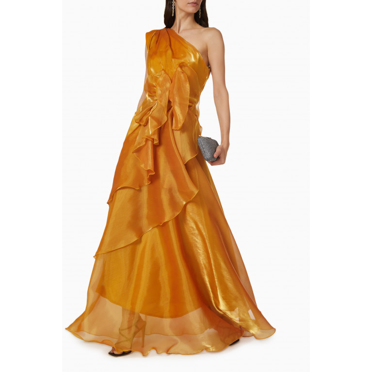 NASS - One Shoulder Dress in Organza Yellow