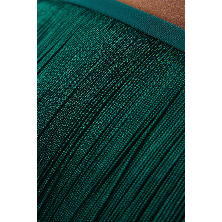 No Pise La Grama - Solsticio Fringed Midi Skirt in Viscose Blend Green