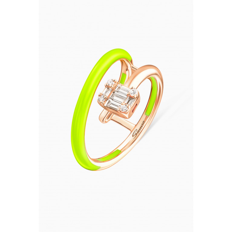 Samra - Sukar Ceramic Enamel Diamond Ring in 18kt Rose Gold