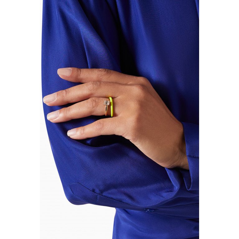 Samra - Sukar Ceramic Enamel Diamond Ring in 18kt Rose Gold