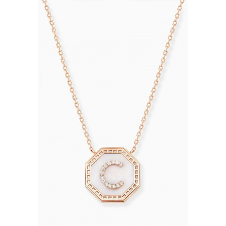 Samra - Harf Turath Letter Diamond Necklace in 18kt Rose Gold