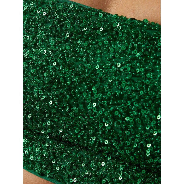 No Pise La Grama - Mi Luz Sequin-embellished Crop Top in Viscose-blend Green