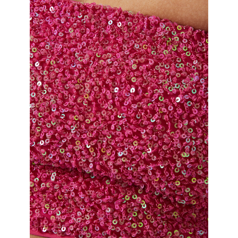 No Pise La Grama - Mi Luz Sequin-embellished Crop Top in Viscose-blend Pink