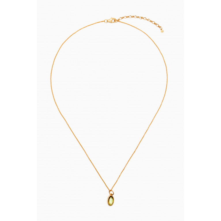 Tai Jewelry - Oval Stone Charm Necklace in Gold-plated Brass