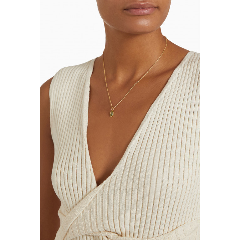 Tai Jewelry - Oval Stone Charm Necklace in Gold-plated Brass