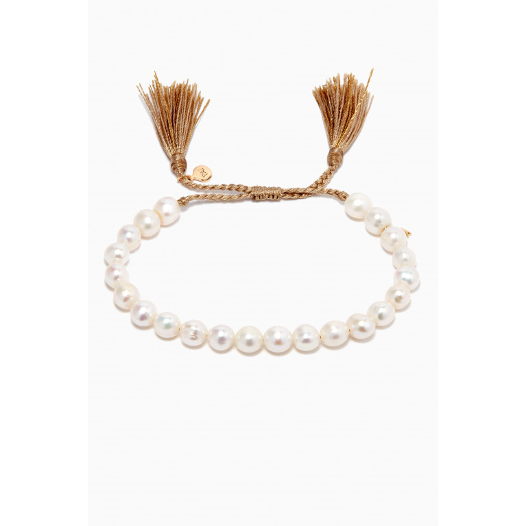 Tai Jewelry - Pearl Tie Bracelet in Gold-plated Brass