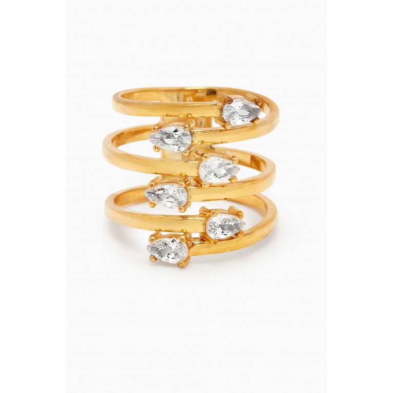 Tai Jewelry - Crossover Crystal Wide Ring