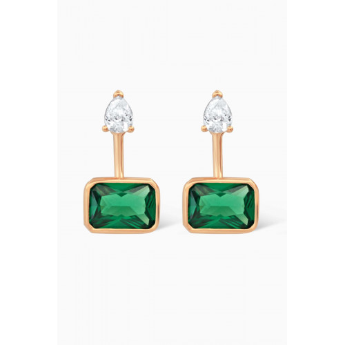 Tai Jewelry - Gemma Crystal Stud Earrings in Gold-plated Brass