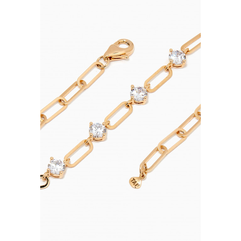 Tai Jewelry - Solitaire CZ Oval Cable Link Bracelet in Gold-plated Brass