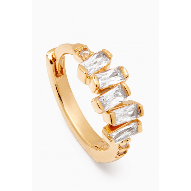 Tai Jewelry - Stacked Baguette Huggies in Gold-plated Brass Gold