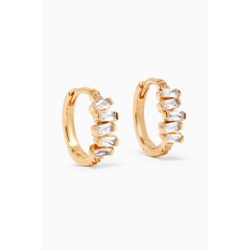 Tai Jewelry - Stacked Baguette Huggies in Gold-plated Brass Gold