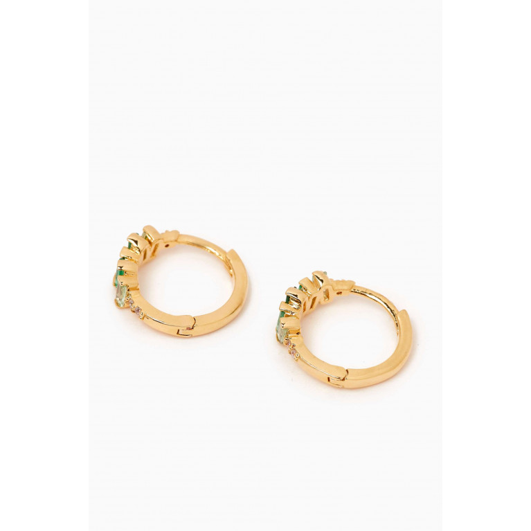 Tai Jewelry - Stacked Baguette Huggies in Gold-plated Brass Green