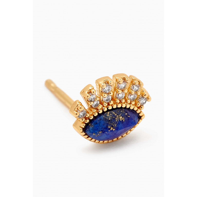 Tai Jewelry - Twinkling Eye Stud Earrings in Gold-plated Brass Blue