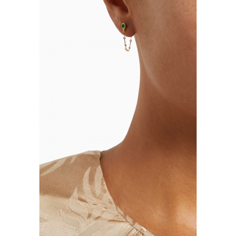 Tai Jewelry - Crystal Chain Earrings in Gold-plated Brass