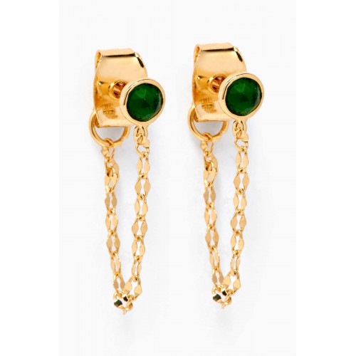 Tai Jewelry - Crystal Chain Earrings in Gold-plated Brass