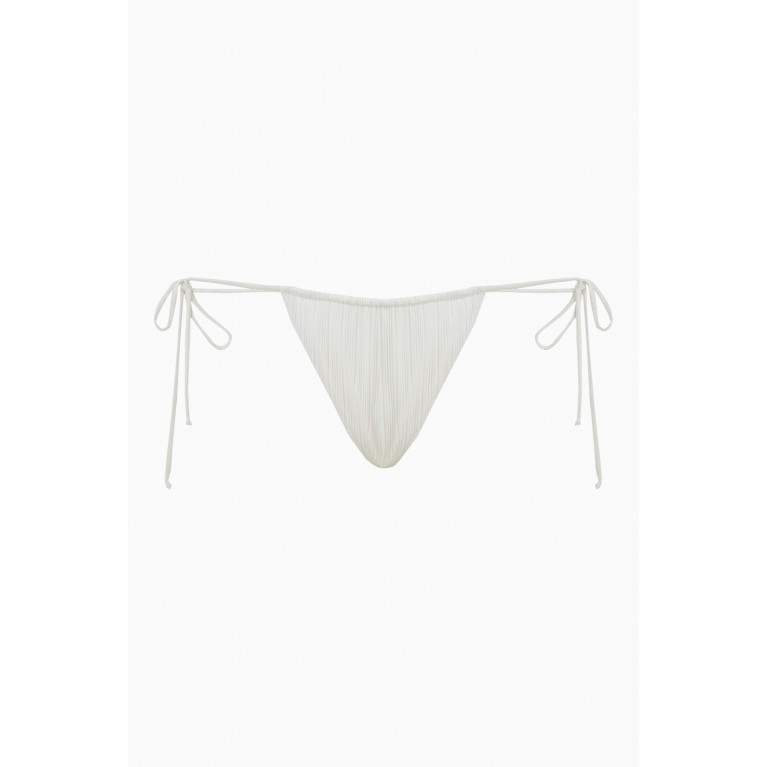 Frankies Bikinis - Tia String Bikini Bottoms in Plissé White