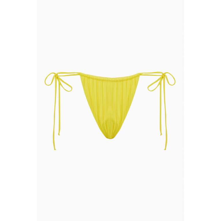 Frankies Bikinis - Tia String Bikini Bottoms in Plissé Yellow