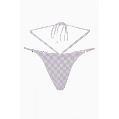 Frankies Bikinis - Layla String Bikini Bottoms in Checkered Jacquard