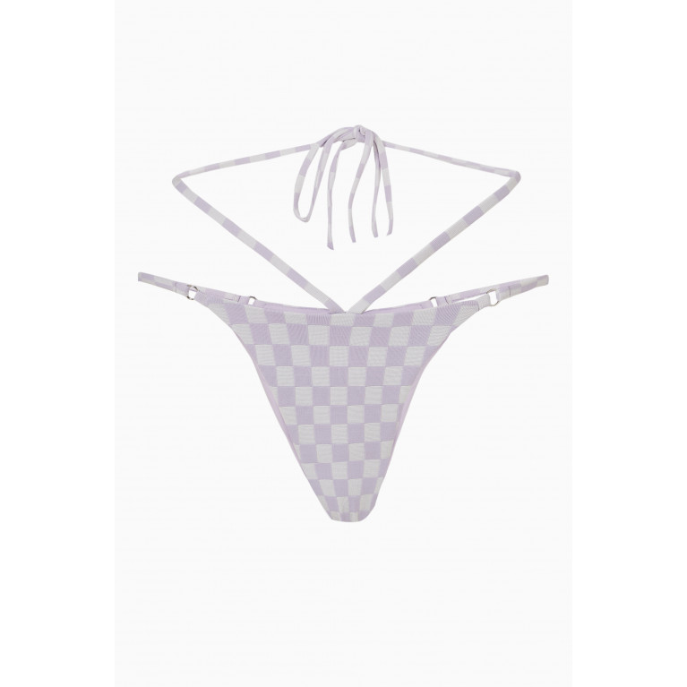 Frankies Bikinis - Layla String Bikini Bottoms in Checkered Jacquard