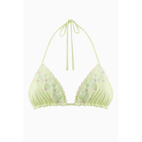 Frankies Bikinis - x Gigi Hadid Tia Ruffle Bikini Top Green