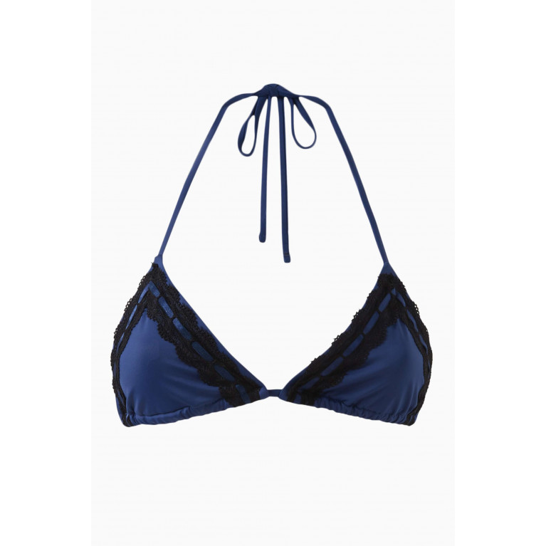Frankies Bikinis - x Gigi Hadid Tia Ruffle Bikini Top Blue