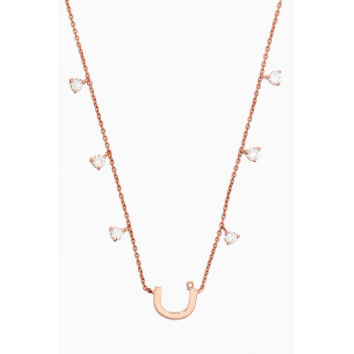 HIBA JABER - Diamond Droplets Initial Necklace - Letter "N" in 18kt Rose Gold