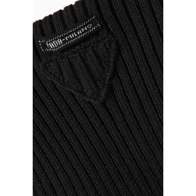 Prada - Triangle Logo Patch Crop Top in Wool Rib-knit