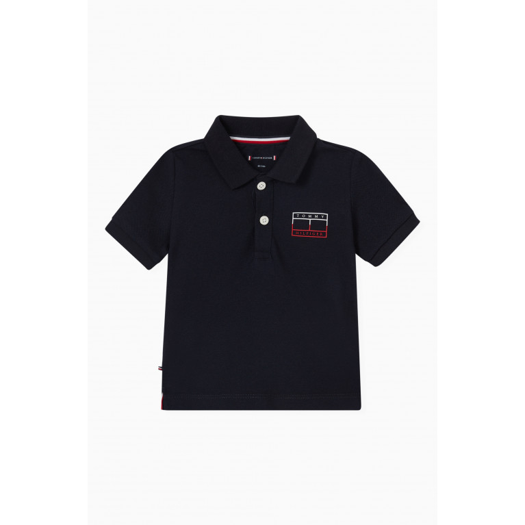 Tommy Hilfiger - Tommy Flag Polo in Cotton Blue