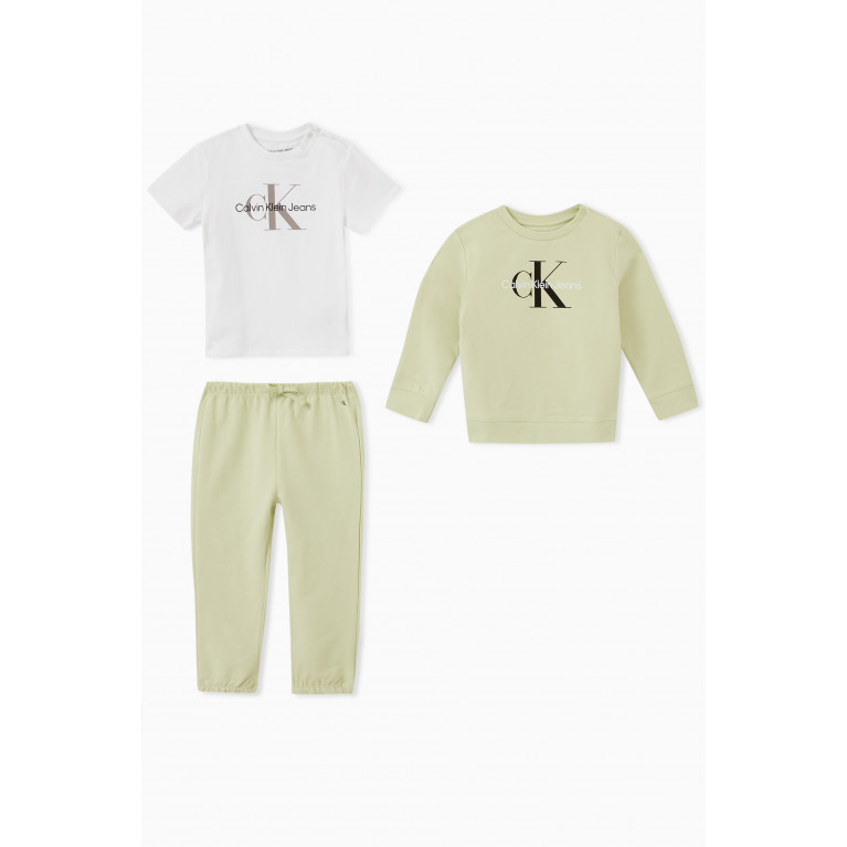 Calvin Klein - Logo T-shirt & Tracksuit Set in Stretchy Cotton Green