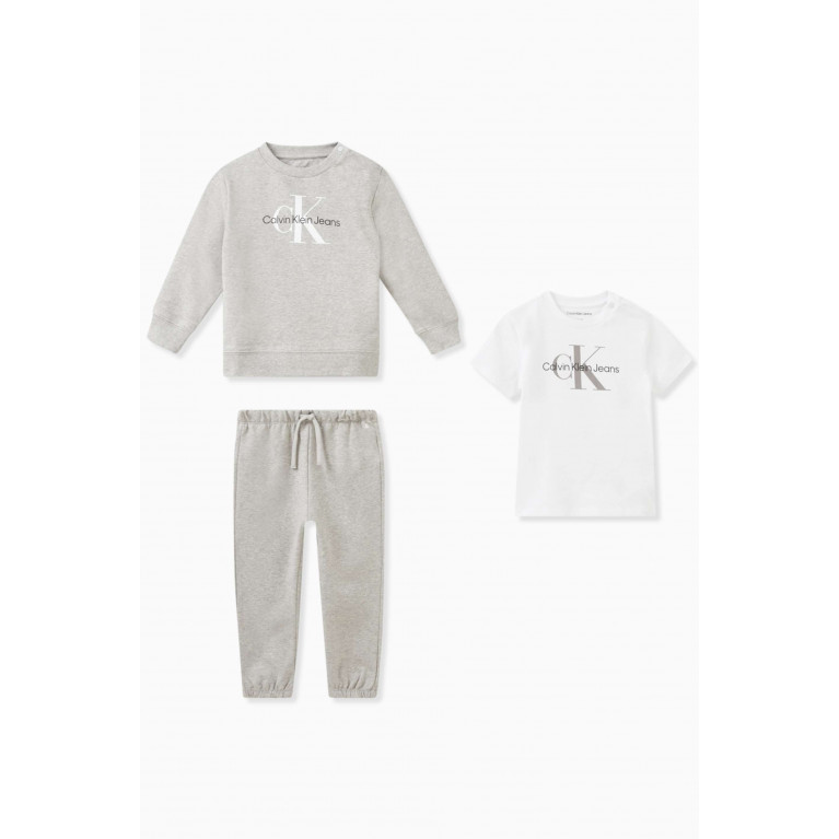 Calvin Klein - Logo T-shirt & Tracksuit Set in Stretchy Cotton Grey
