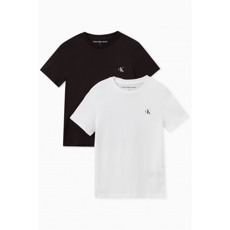 Calvin Klein - 2-Pack Monogram Logo T-shirt in Cotton Multicolour
