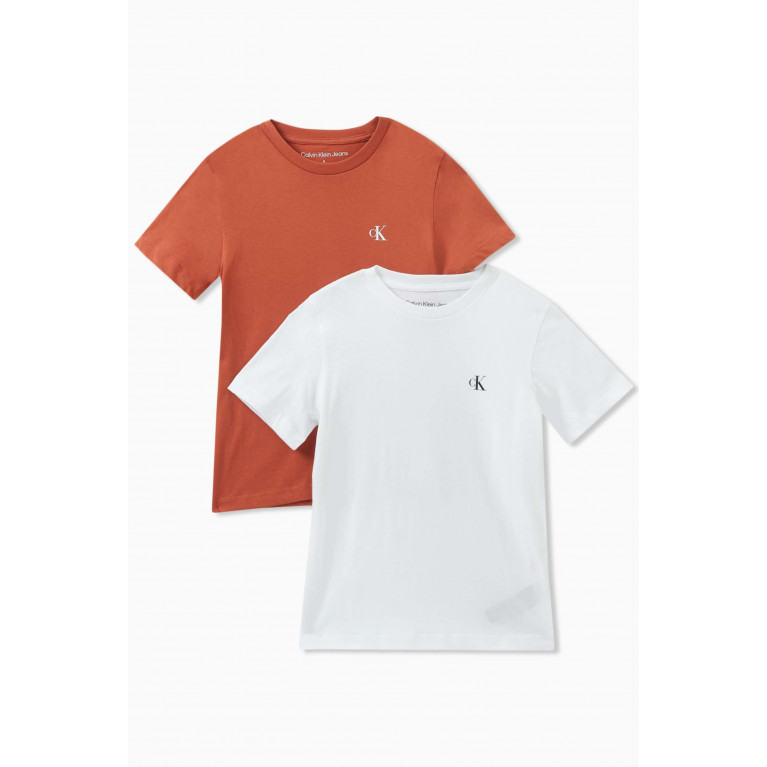 Calvin Klein - Monogram Logo T-shirt in Cotton, Set of 2 White
