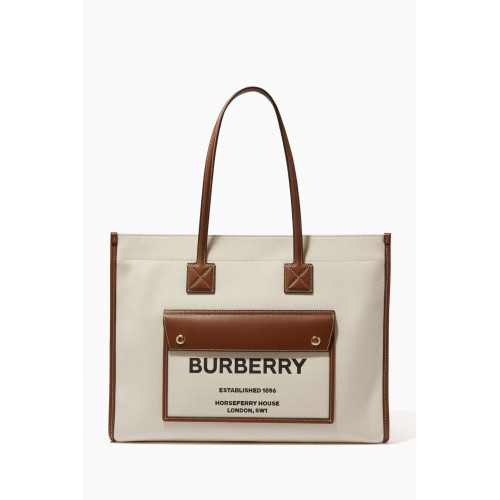 Burberry - Freya Medium Tote Bag in Canvas & Leather