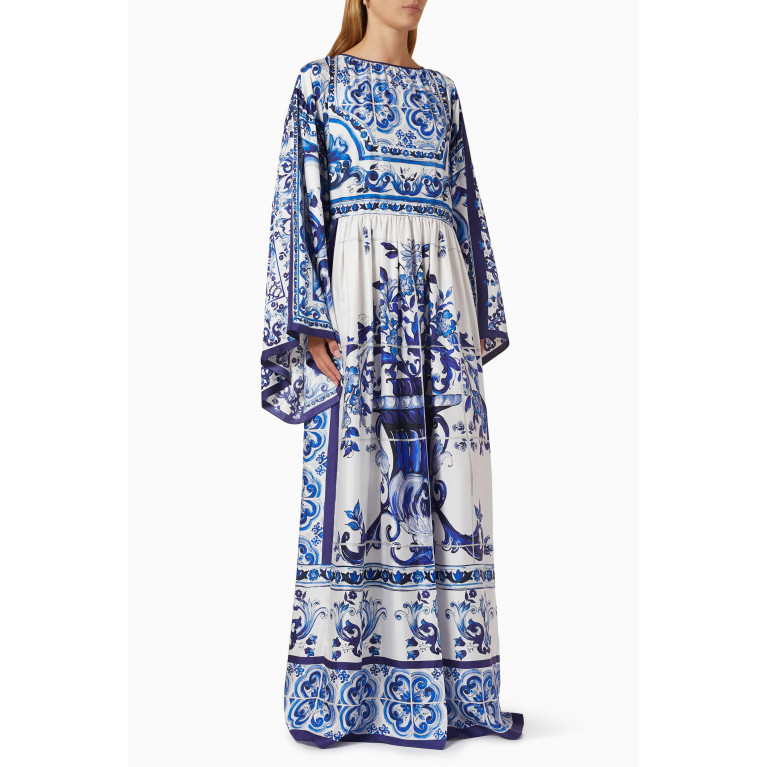 Dolce & Gabbana - Majolica Print Split Maxi Dress in Silk Twill