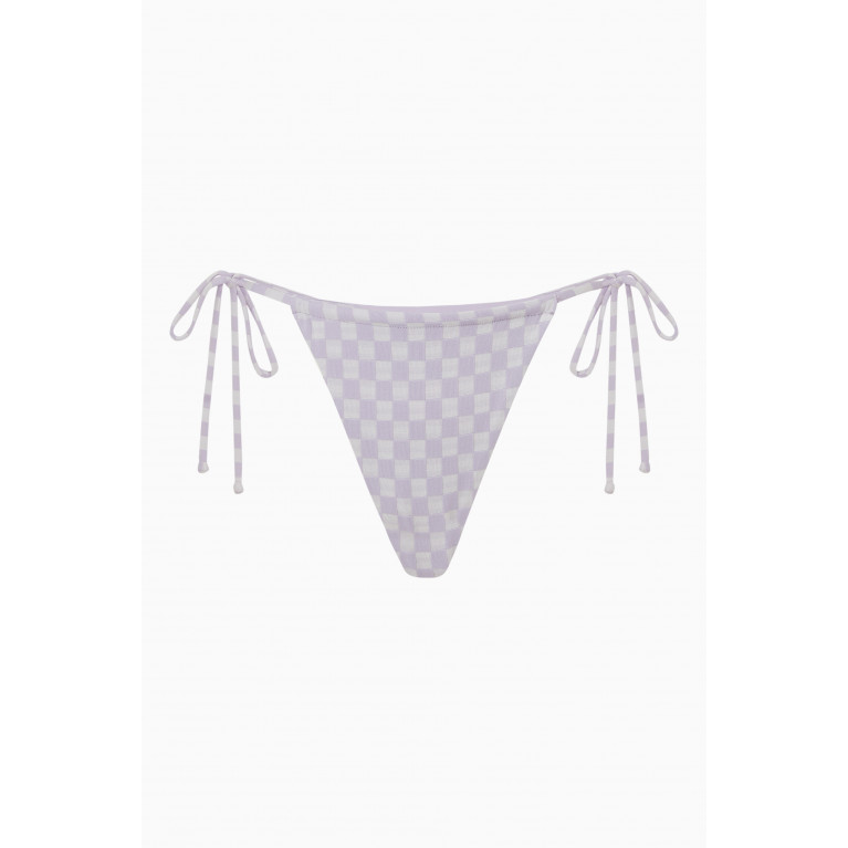 Frankies Bikinis - Tia String Bikini Bottoms in Checkered Terry
