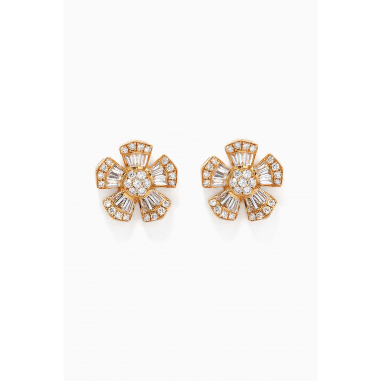 Maison H Jewels - Fleur Mini Diamond Stud Earrings in 18kt Yellow Gold
