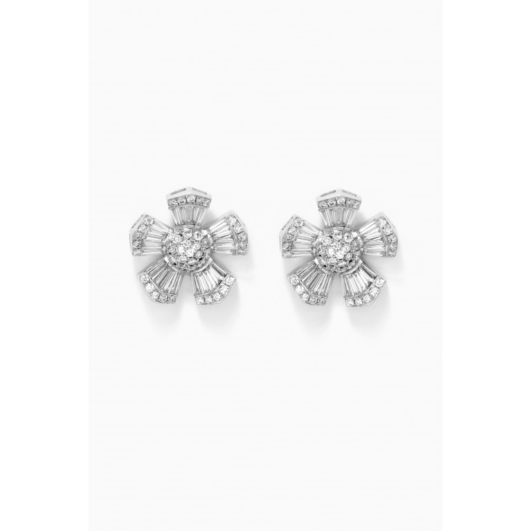 Maison H Jewels - Fleur Diamond Stud Earrings in 18kt White Gold