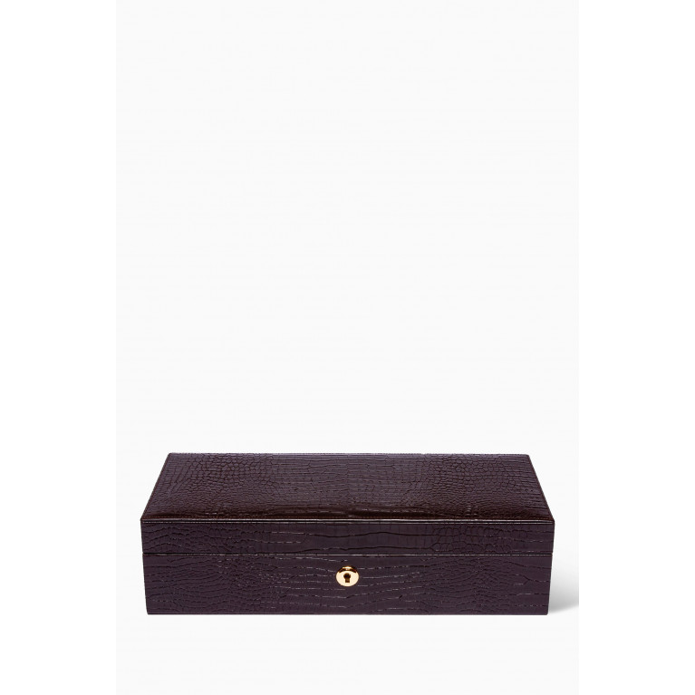 Rapport - Brompton 5 Watch Collectors Box in Crocodile-embossed Leather