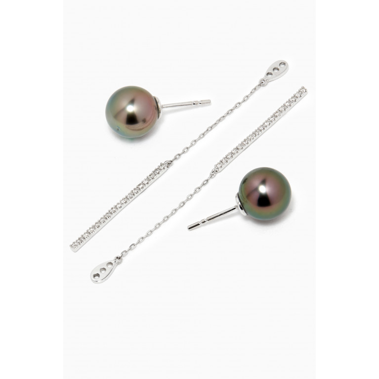 Robert Wan - Zoja Diamond & Pearl Chain Earrings in 18k White Gold