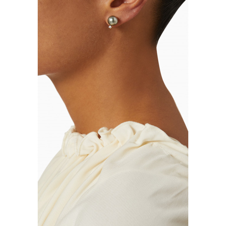 Robert Wan - Akila Diamond & Pearl Stud Earrings in 18k Rose Gold