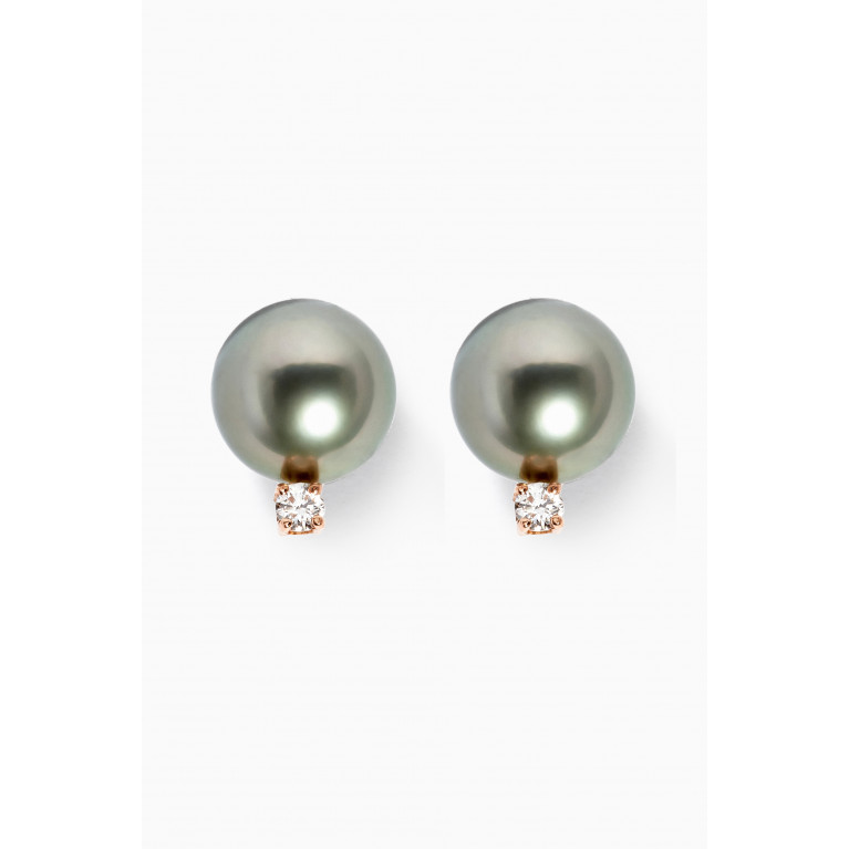 Robert Wan - Akila Diamond & Pearl Stud Earrings in 18k Rose Gold