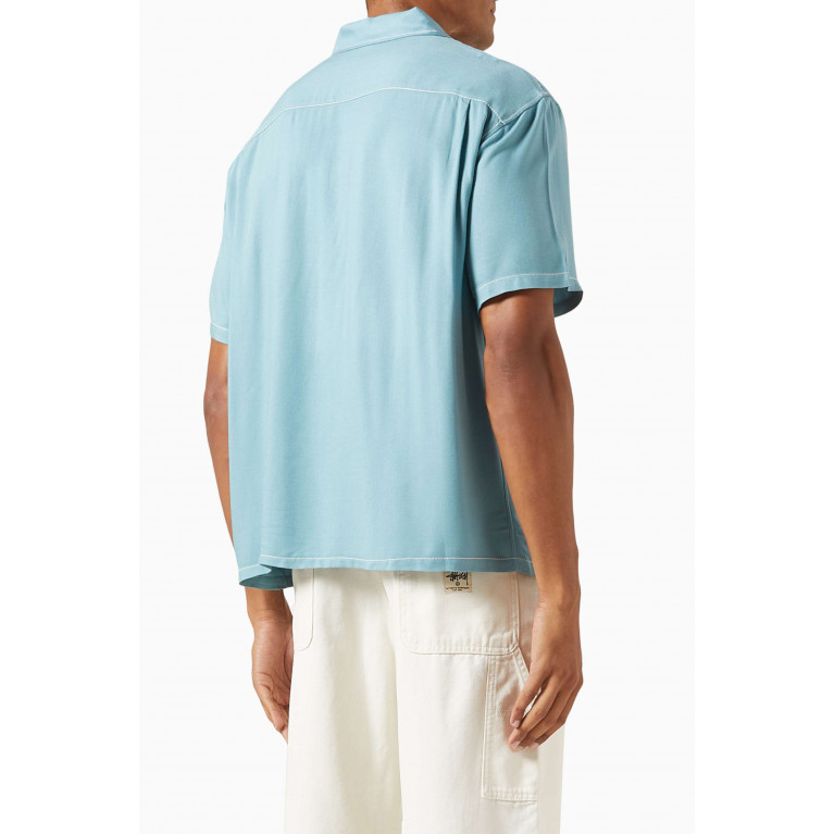 Stussy - Contrast Pick Stitched Shirt in Viscose Blue