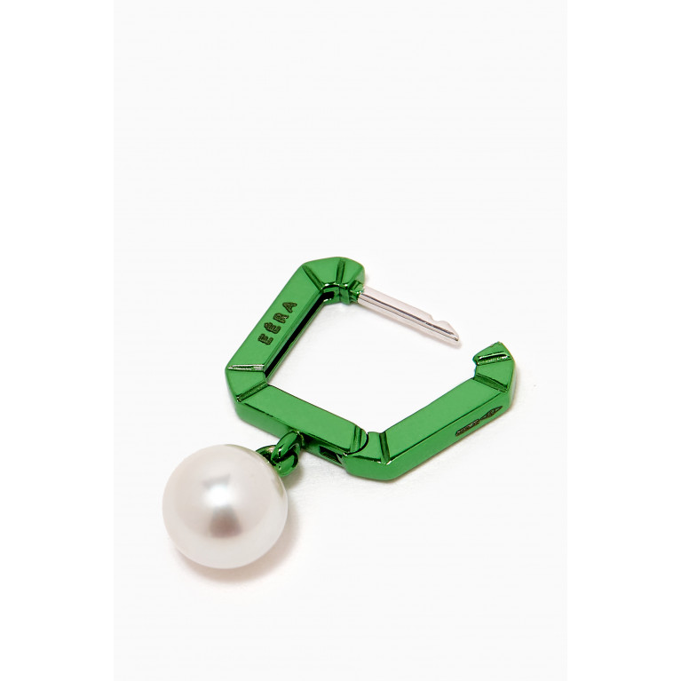 Eera - Mini Pearl Single Earring in 18kt White Gold Green
